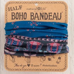 Natural Life Half Boho Headband Bandeau  Blue